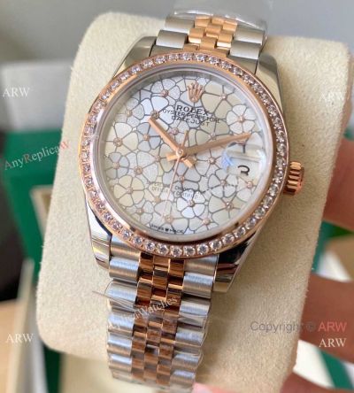 Swiss Faux Rolex new Datejust Floral motif Dial with Diamond Bracelet 31mm